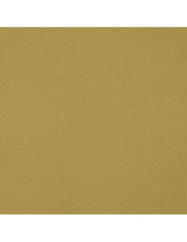 Tecido jersey de algodão malha fina canelada - Ocre