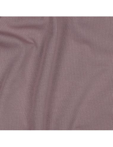Tecido jersey de algodão malha fina canelada - Malva