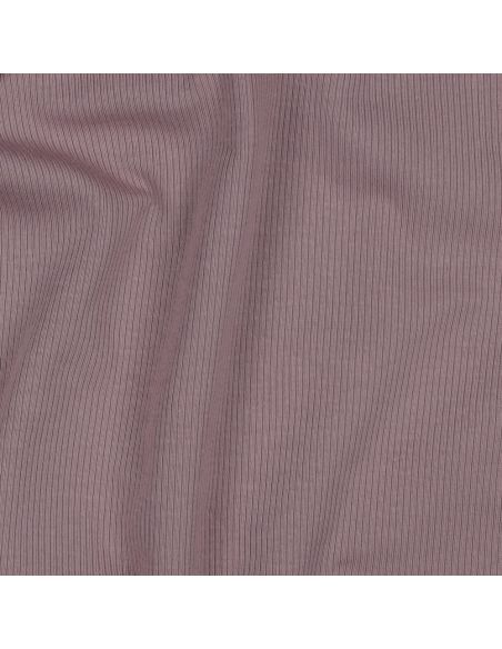 Tecido jersey de algodão malha fina canelada - Malva