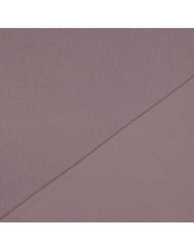 Tecido jersey de algodão malha fina canelada - Malva