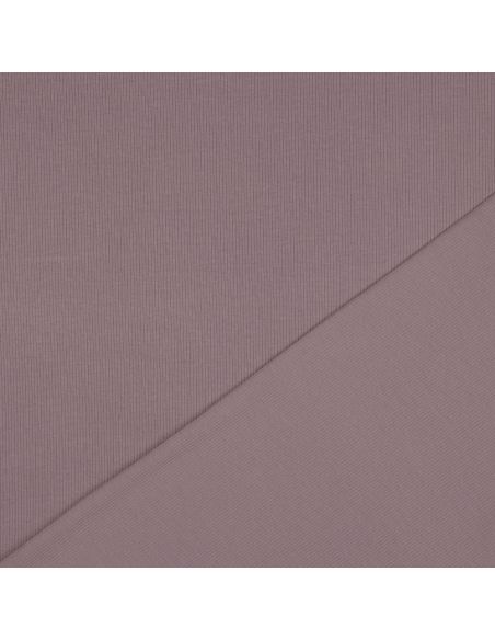 Tecido jersey de algodão malha fina canelada - Malva