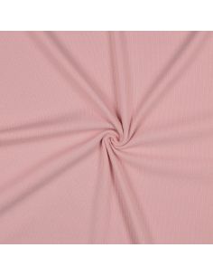 Tecido jersey de algodão malha fina canelada - Rosa