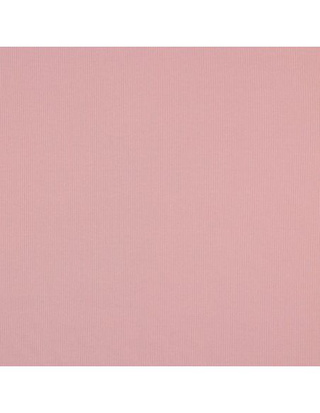 Tecido jersey de algodão malha fina canelada - Rosa