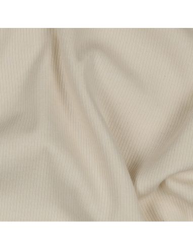Tecido jersey de algodão malha fina canelada - Natural