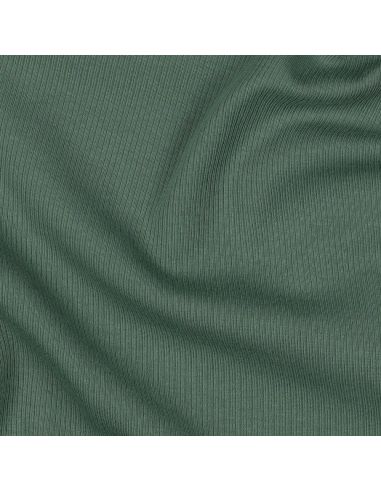 Tecido jersey de algodão malha fina canelada - Verde