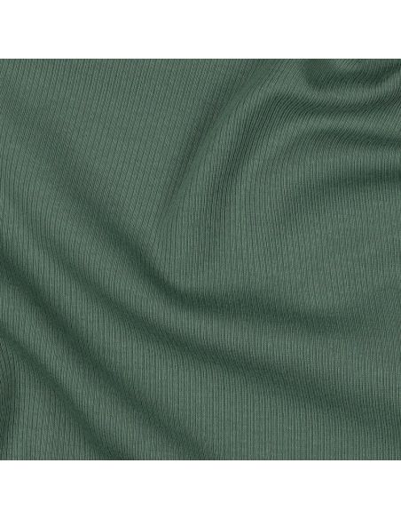 Tecido jersey de algodão malha fina canelada - Verde