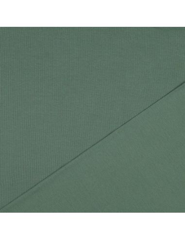 Tecido jersey de algodão malha fina canelada - Verde