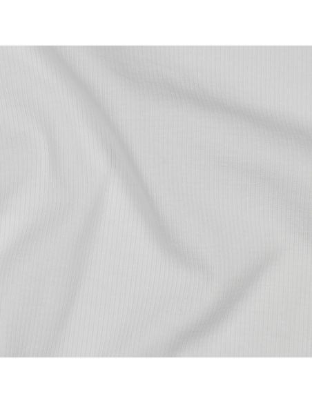 Tecido jersey de algodão malha fina canelada - Cru