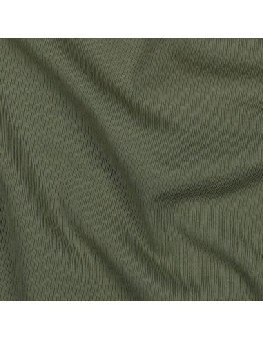 Tecido jersey de algodão malha fina canelada - Cáqui