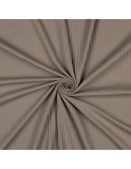 Tecido jersey de algodão leve canelado - Taupe