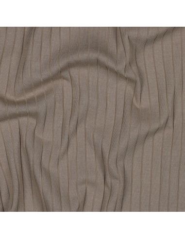 Tecido jersey de algodão leve canelado - Taupe
