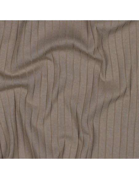 Tecido jersey de algodão leve canelado - Taupe