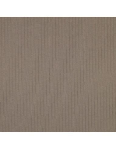 Tecido jersey de algodão leve canelado - Taupe