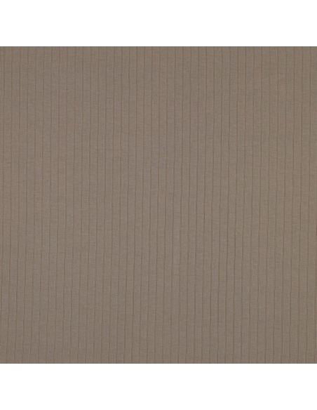 Tecido jersey de algodão leve canelado - Taupe