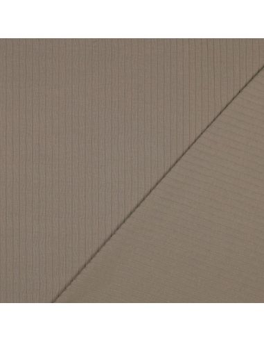 Tecido jersey de algodão leve canelado - Taupe