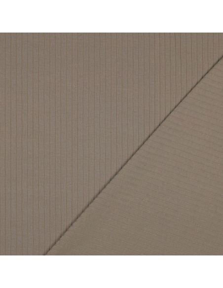 Tecido jersey de algodão leve canelado - Taupe