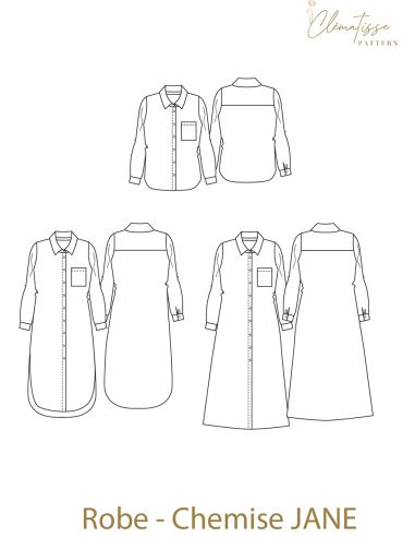 Padrão de vestido camisa Jane - Clématisse Pattern