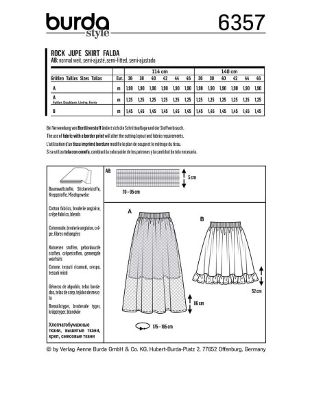 Molde de saia - Burda 6357