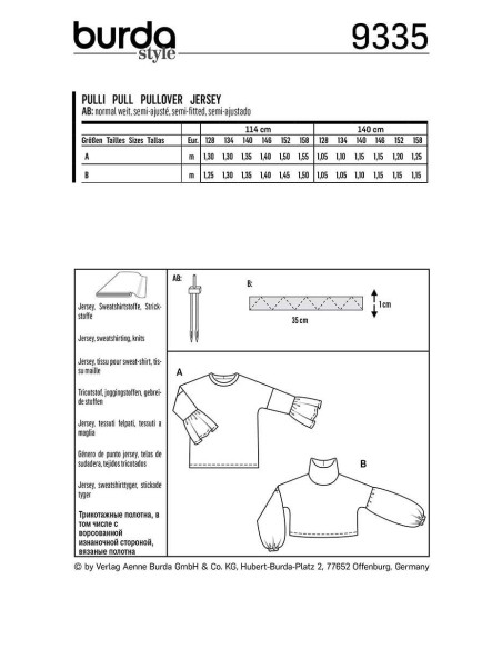 Padrão de suéter - Burda 9335