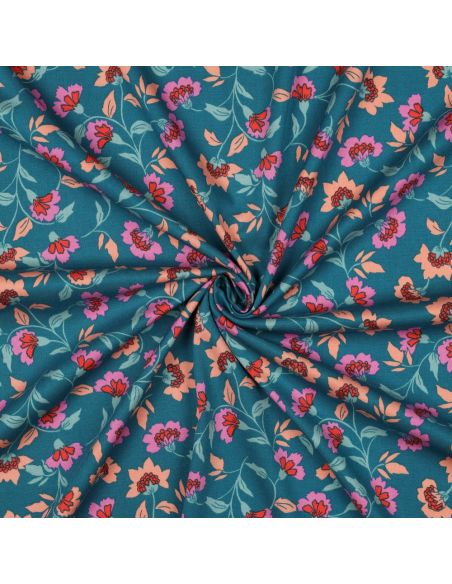 Tecido viscose pesado stretch Rosella - Azul petróleo