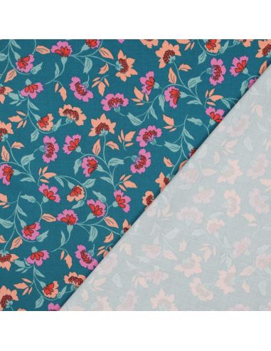 Tecido viscose pesado stretch Rosella - Azul petróleo