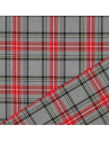 Tecidos tartan escoceses - Vermelho e cinza