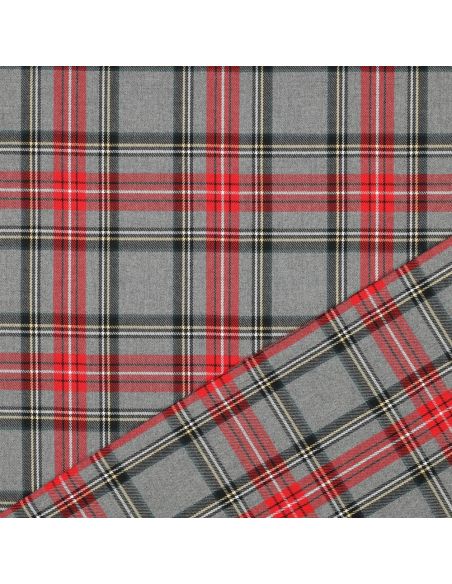 Tecidos tartan escoceses - Vermelho e cinza