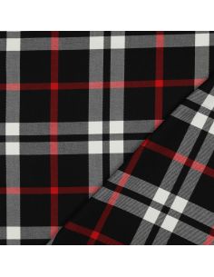 Tecidos tartan escocês - Preto, branco e vermelho