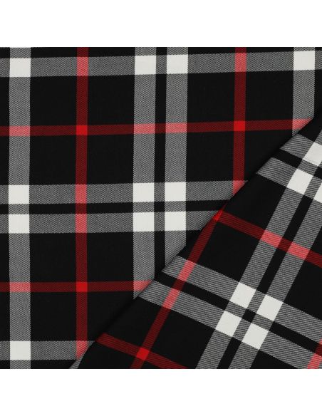 Tecidos tartan escocês - Preto, branco e vermelho