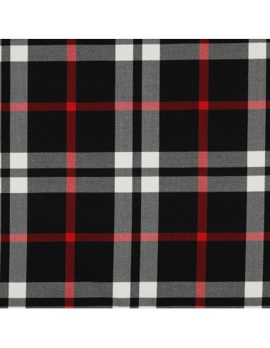 Tecidos tartan escocês - Preto, branco e vermelho