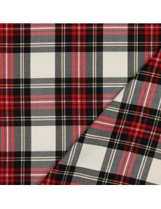 Tecidos tartan escoceses - Preto, vermelho, amarelo e branco