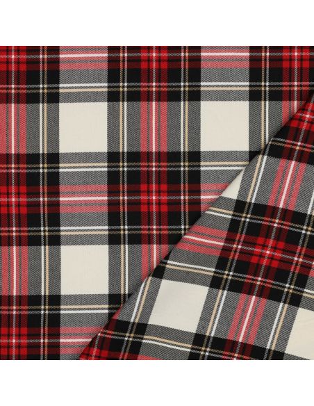 Tecidos tartan escoceses - Preto, vermelho, amarelo e branco