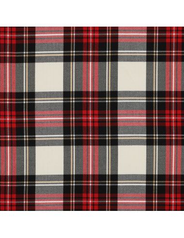 Tecidos tartan escoceses - Preto, vermelho, amarelo e branco