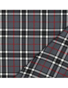 Tecidos tartan escoceses - Preto, cinza e vermelho