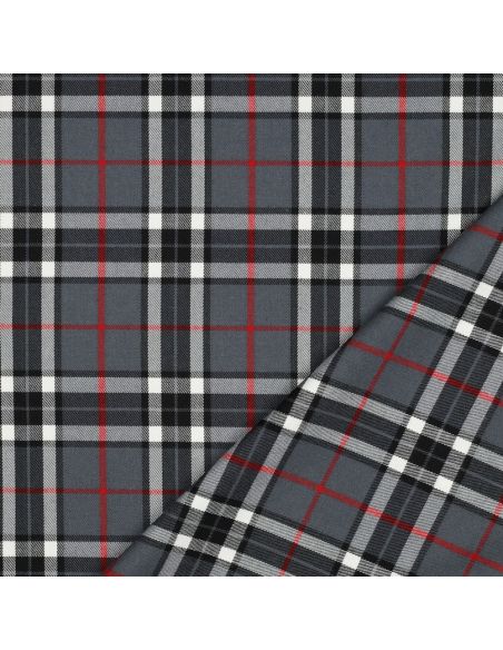 Tecidos tartan escoceses - Preto, cinza e vermelho