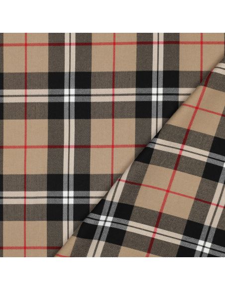 Tecidos tartan escoceses - Camel e preto