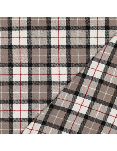 Tecidos tartan escoceses - Taupe e preto