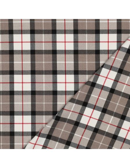 Tecidos tartan escoceses - Taupe e preto