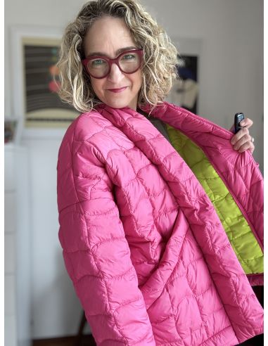 Tecido acolchoado dupla face pop - Rosa e amarelo