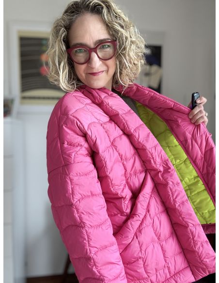 Tecido acolchoado dupla face pop - Rosa e amarelo
