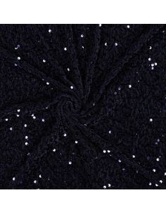 Tecido de lantejoulas em veludo amassado - Azul marinho