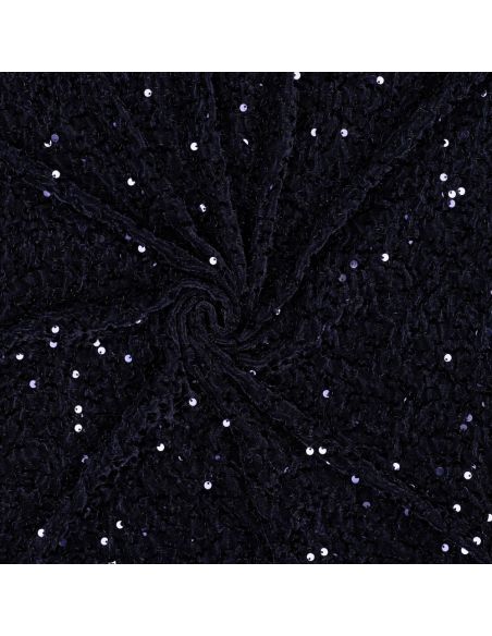 Tecido de lantejoulas em veludo amassado - Azul marinho