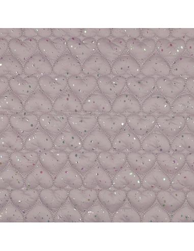 Tecido acolchoado coração iridescente - Rosa em pó