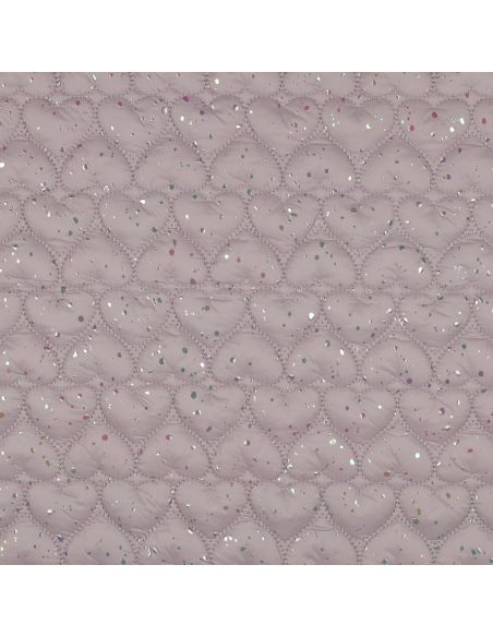 Tecido acolchoado coração iridescente - Rosa em pó