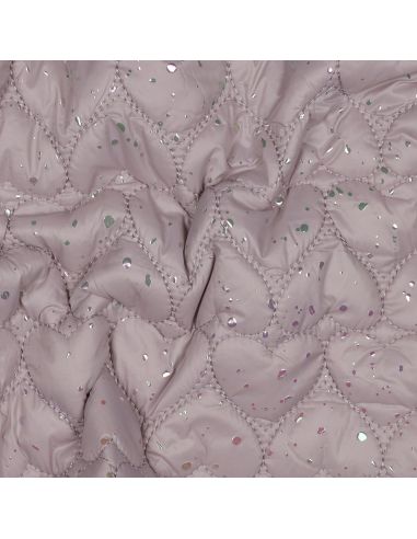 Tecido acolchoado coração iridescente - Rosa em pó