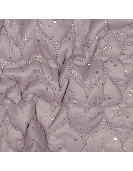Tecido acolchoado coração iridescente - Rosa em pó