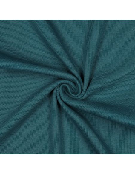 Tecido jersey canelado - Azul petróleo