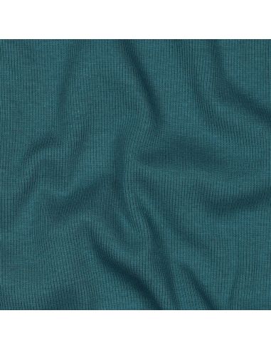 Tecido jersey canelado - Azul petróleo