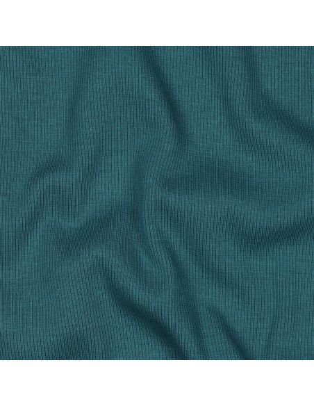 Tecido jersey canelado - Azul petróleo