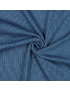 Tecido jersey canelado - Azul jeans